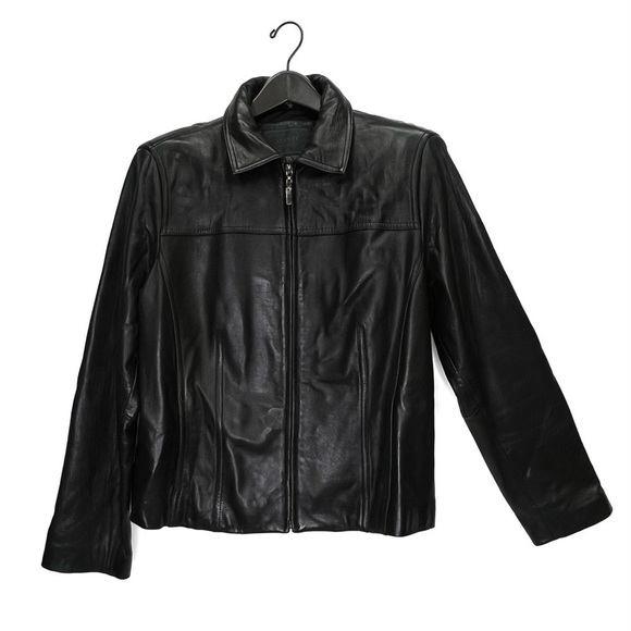 Avanti Black Leather Jacket Women’s Size XL Zip Front with Collar Moto Biker xl - Picture 1 of 6